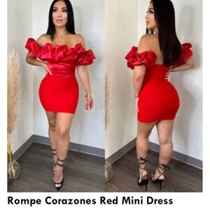 Red Ruffle Mini Dress